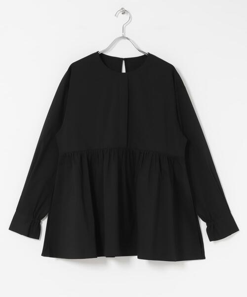 ITEMS URBANRESEARCH(アイテムズ アーバンリサーチ)の「『UVカット/吸水速乾』ギャザーペプラムブラウス(楽着シリーズ)(シャツ/ブラウス・レディース・ブラック/チェック/ホワイト・FREE)」の5枚目の写真