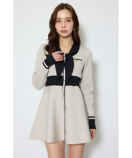 バイカラーミニニットワンピース 春服（ワンピース）｜rienda