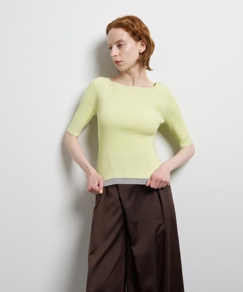 LANVIN en Bleu（ランバンオンブルー）の「スクエアネックリブニット（ニット/セーター・レディース・グレー/イエロー/ブラック・38）」の15枚目の写真