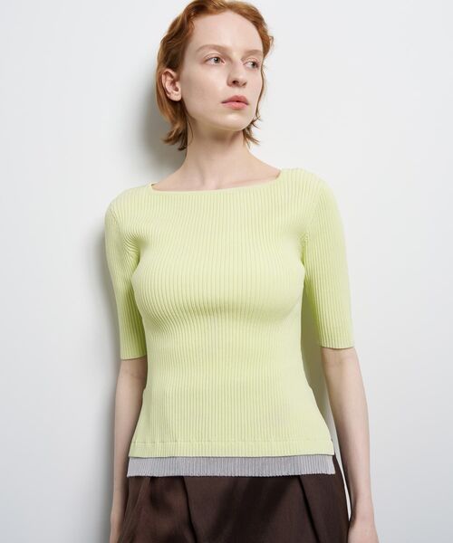 LANVIN en Bleu（ランバンオンブルー）の「スクエアネックリブニット（ニット/セーター・レディース・グレー/イエロー/ブラック・38）」の16枚目の写真