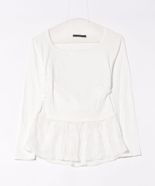 Ritzy(リッツィー)の「レースレイヤード風 フェミニンロングスリーブトップス(Tシャツ/カットソー・レディース・ホワイト・M/L)」の8枚目の写真