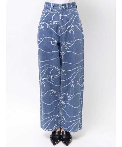 CALNAMUR(カルナムール)の「パールプリントデニムパンツ(デニムパンツ・レディース・ブラック/ブルー・SMALL/MEDIUM)」の8枚目の写真