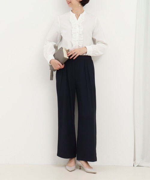 MICO COULIER（ミコクリエ）の「前立てフリルノーカラーブラウス（シャツ/ブラウス・レディース・イエロー/サックスブルー/オフホワイト・38）」の17枚目の写真