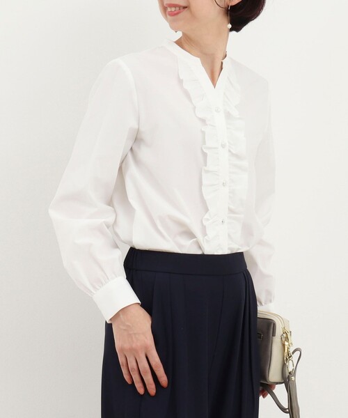 MICO COULIER（ミコクリエ）の「前立てフリルノーカラーブラウス（シャツ/ブラウス・レディース・イエロー/サックスブルー/オフホワイト・38）」の20枚目の写真