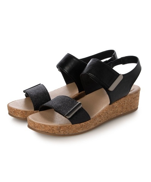 ing（イング）の「ダブルベルトウエッジサンダル?（サンダル・レディース・デザートカモ/ブラック/ストーン・S/M/L）」の3枚目の写真