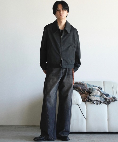 WYM LIDNM（ウィム バイ リドム）の「TECH WOOL GABARDINE ZIP BLOUSON【SET-UP】（ブルゾン・メンズ・ダークグレー/チャコール/ブラック・XS/S/M/L）」の5枚目の写真