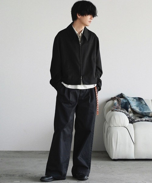 TECH WOOL GABARDINE ZIP BLOUSON ストライプ 新品 WYM LIDNM ブルゾン アウター TECH WOOL GABARDINE ZIP BLOUSON「SET