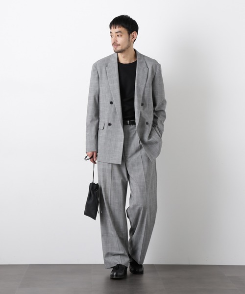 NANO universe（ナノユニバース）の「グレンチェックダブルブレストジャケット（セットアップ可）（テーラードジャケット・メンズ・グレー/ベージュ・M/L）」の13枚目の写真