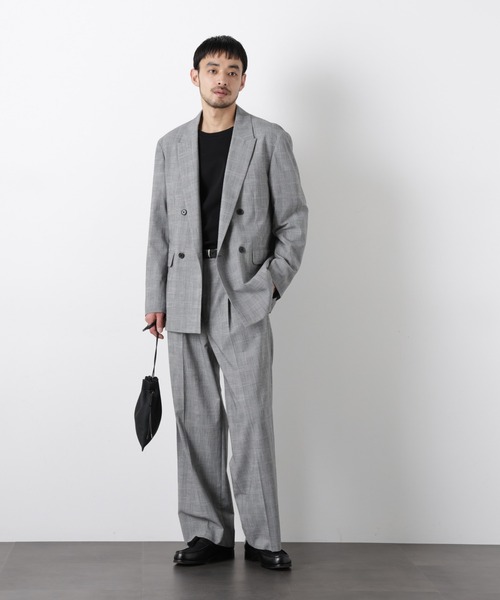NANO universe（ナノユニバース）の「グレンチェックダブルブレストジャケット（セットアップ可）（テーラードジャケット・メンズ・グレー/ベージュ・M/L）」の14枚目の写真