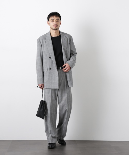 NANO universe（ナノユニバース）の「グレンチェックダブルブレストジャケット（セットアップ可）（テーラードジャケット・メンズ・グレー/ベージュ・M/L）」の15枚目の写真