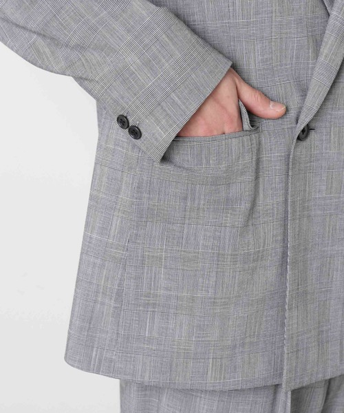 NANO universe（ナノユニバース）の「グレンチェックダブルブレストジャケット（セットアップ可）（テーラードジャケット・メンズ・グレー/ベージュ・M/L）」の21枚目の写真