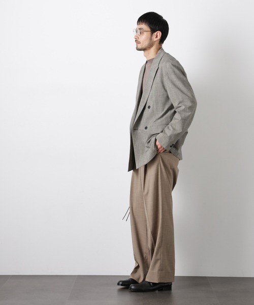 NANO universe（ナノユニバース）の「グレンチェックダブルブレストジャケット（セットアップ可）（テーラードジャケット・メンズ・グレー/ベージュ・M/L）」の9枚目の写真