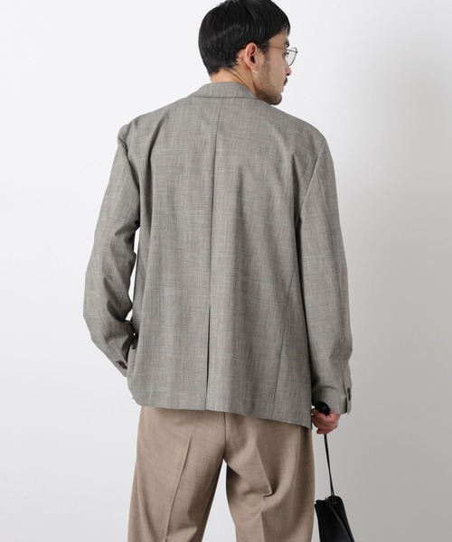 NANO universe（ナノユニバース）の「グレンチェックダブルブレストジャケット（セットアップ可）（テーラードジャケット・メンズ・グレー/ベージュ・M/L）」の5枚目の写真