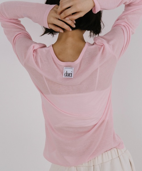 duei（デュイ）の「シアーロングスリーブトップス（Tシャツ/カットソー・レディース・グレー/ブラック/ピンク・FREE）」の6枚目の写真