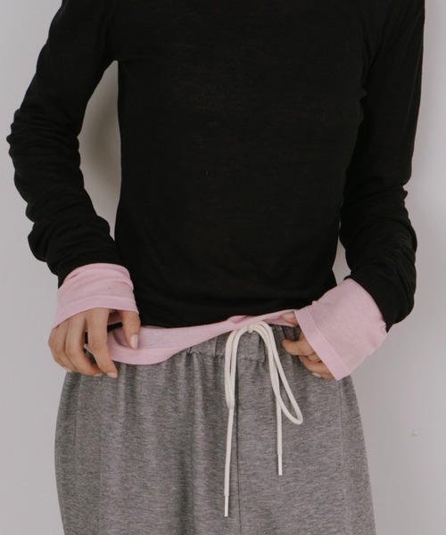 duei（デュイ）の「シアーロングスリーブトップス（Tシャツ/カットソー・レディース・グレー/ブラック/ピンク・FREE）」の16枚目の写真