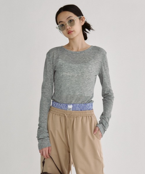 duei（デュイ）の「シアーロングスリーブトップス（Tシャツ/カットソー・レディース・グレー/ブラック/ピンク・FREE）」の8枚目の写真