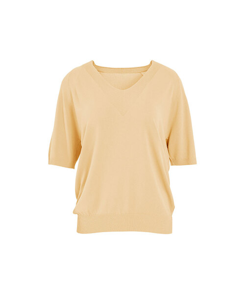 VASCARA(バスカラ)の「Raglan V-neck Half Sleeve Knitwear (7colors)(Tシャツ/カットソー・レディース・ブラック/ライトベージュ/カーキ/パープル/ホワイト/ブラウン/ライトイエロー・FREE)」の7枚目の写真