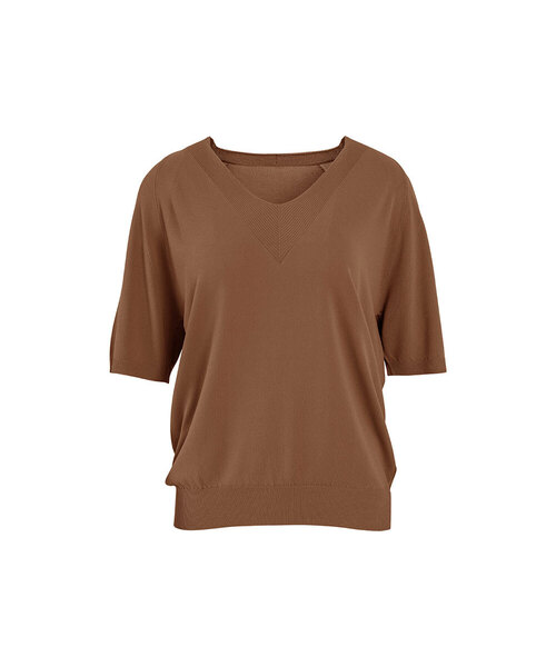 VASCARA(バスカラ)の「Raglan V-neck Half Sleeve Knitwear (7colors)(Tシャツ/カットソー・レディース・ブラック/ライトベージュ/カーキ/パープル/ホワイト/ブラウン/ライトイエロー・FREE)」の3枚目の写真