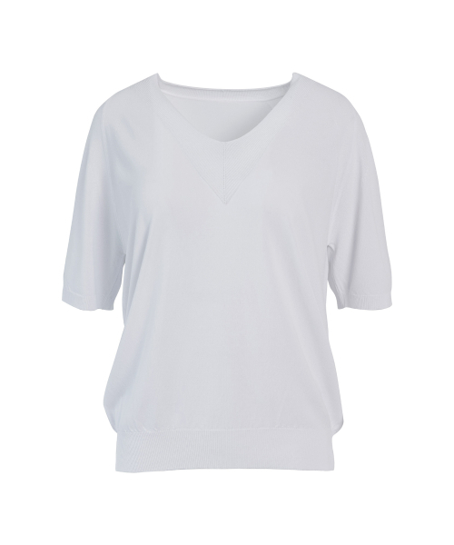 VASCARA(バスカラ)の「Raglan V-neck Half Sleeve Knitwear (7colors)(Tシャツ/カットソー・レディース・ブラック/ライトベージュ/カーキ/パープル/ホワイト/ブラウン/ライトイエロー・FREE)」の8枚目の写真