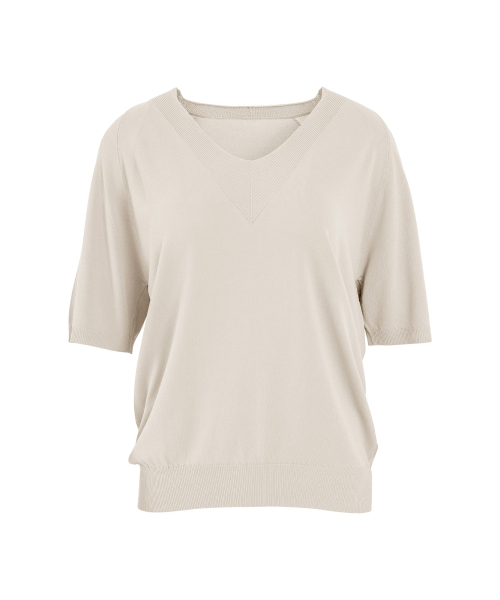 VASCARA(バスカラ)の「Raglan V-neck Half Sleeve Knitwear (7colors)(Tシャツ/カットソー・レディース・ブラック/ライトベージュ/カーキ/パープル/ホワイト/ブラウン/ライトイエロー・FREE)」の10枚目の写真