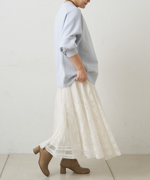 PUAL CE CIN（ピュアルセシン）の「成形レーススカート（スカート・レディース・ブラック/オフホワイト・FREE）」の7枚目の写真