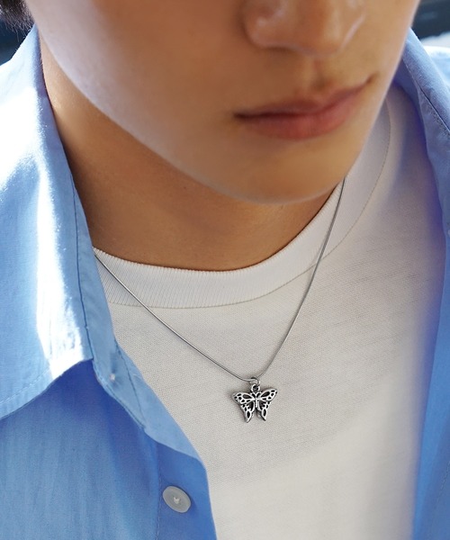 MinoriTY（マイノリティ）の「【MinoriTY select】バタフライスネークチェーンネックレス メンズ ウィメンズ ユニセックス（ネックレス・メンズ・シルバー・45cm）」の5枚目の写真