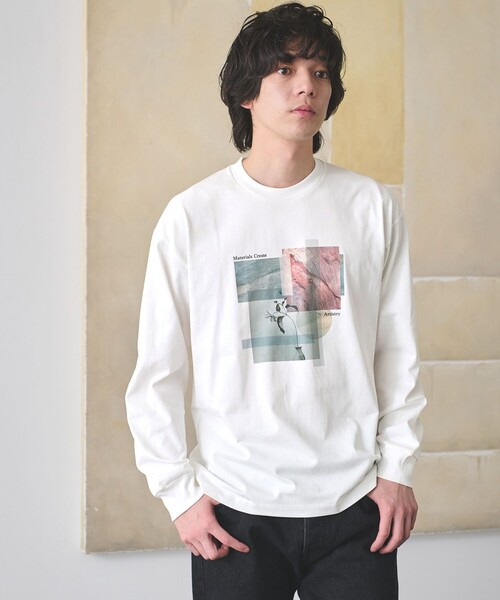 green label relaxing(グリーンレーベルリラクシング)の「<Phospho Graphica>グラフィック ロングスリーブ Tシャツ(Tシャツ/カットソー・メンズ・その他1/その他2/ホワイト・S/M/L)」の1枚目の写真
