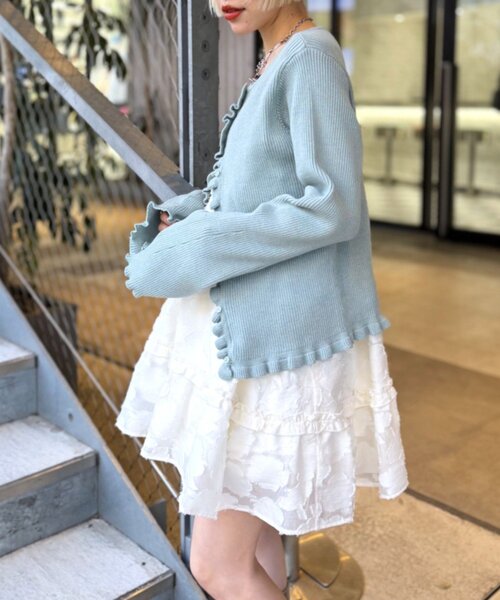 w closet(ダブルクローゼット)の「マルチWAYフリルカーディガン(カーディガン/ボレロ・レディース・チャコールグレー/アイボリー/ピンク/レッド/グリーン・FREE)」の9枚目の写真