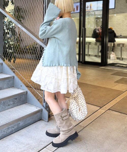 w closet(ダブルクローゼット)の「マルチWAYフリルカーディガン(カーディガン/ボレロ・レディース・チャコールグレー/アイボリー/ピンク/レッド/グリーン・FREE)」の13枚目の写真