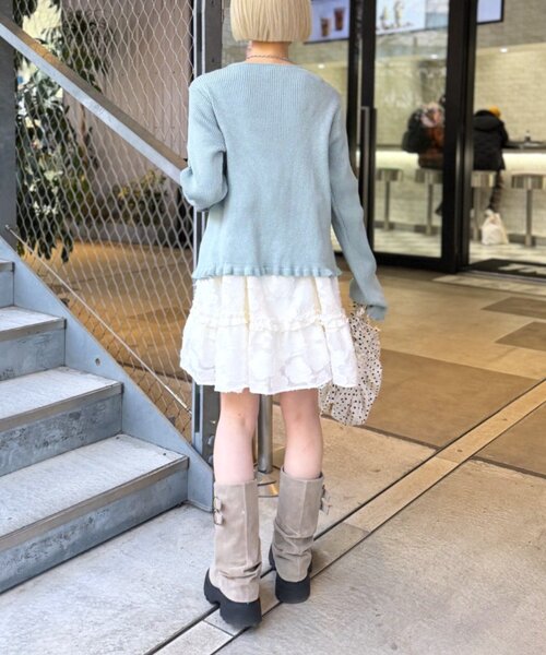 w closet(ダブルクローゼット)の「マルチWAYフリルカーディガン(カーディガン/ボレロ・レディース・チャコールグレー/アイボリー/ピンク/レッド/グリーン・FREE)」の14枚目の写真