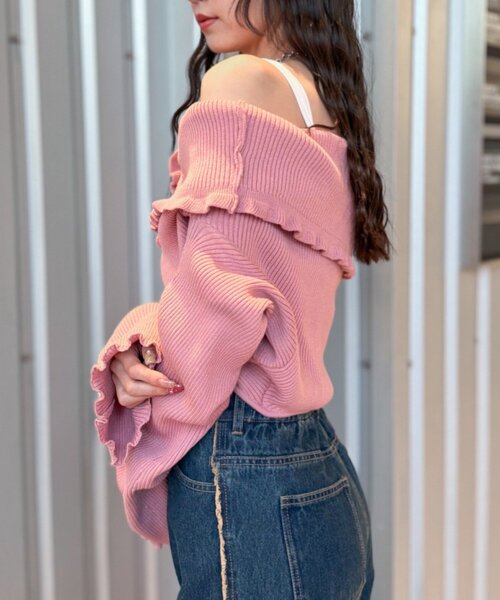 w closet(ダブルクローゼット)の「マルチWAYフリルカーディガン(カーディガン/ボレロ・レディース・チャコールグレー/アイボリー/ピンク/レッド/グリーン・FREE)」の17枚目の写真