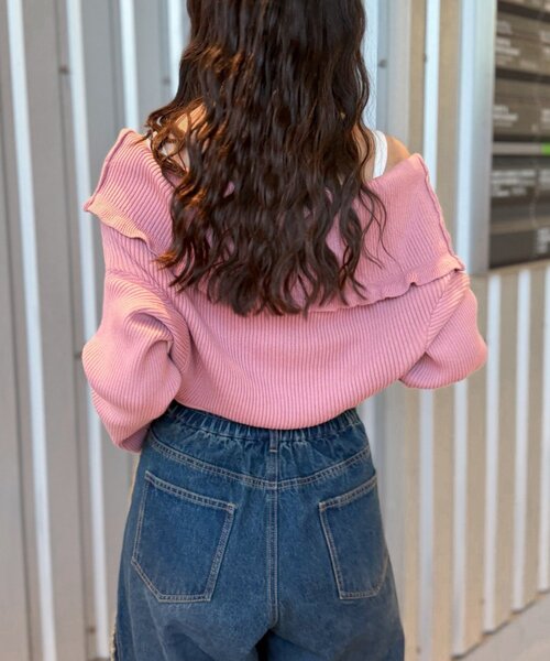 w closet(ダブルクローゼット)の「マルチWAYフリルカーディガン(カーディガン/ボレロ・レディース・チャコールグレー/アイボリー/ピンク/レッド/グリーン・FREE)」の18枚目の写真