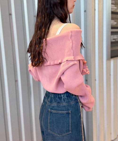 w closet(ダブルクローゼット)の「マルチWAYフリルカーディガン(カーディガン/ボレロ・レディース・チャコールグレー/アイボリー/ピンク/レッド/グリーン・FREE)」の19枚目の写真