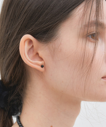 simple onyx black earrings (E022_4mm)