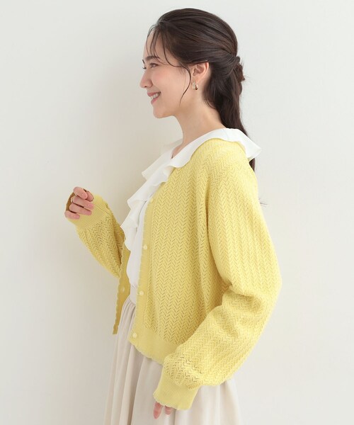 SHOO・LA・RUE(シューラルー)の「編み柄が上品 ラメ配色透かし編みカーディガン(カーディガン/ボレロ・レディース・ブラック/ブルー系その他/イエロー系その他・02/01/04/03)」の9枚目の写真