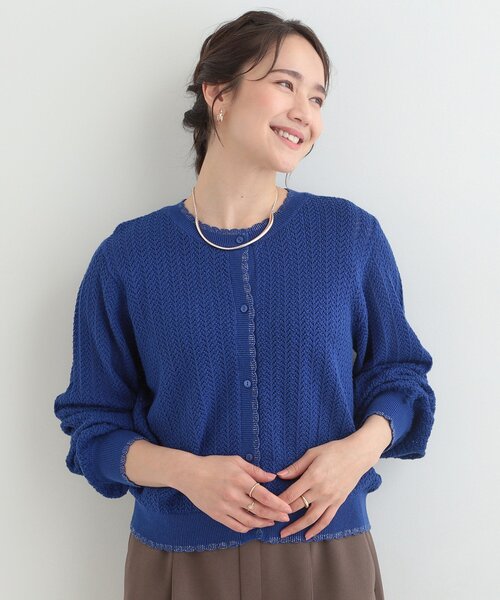 SHOO・LA・RUE(シューラルー)の「編み柄が上品 ラメ配色透かし編みカーディガン(カーディガン/ボレロ・レディース・ブラック/ブルー系その他/イエロー系その他・02/01/04/03)」の12枚目の写真
