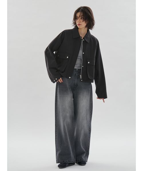 emmi（エミ）の「ショートハンティングジャケット（テーラードジャケット・レディース・ブラック/アイボリー・F）」の12枚目の写真