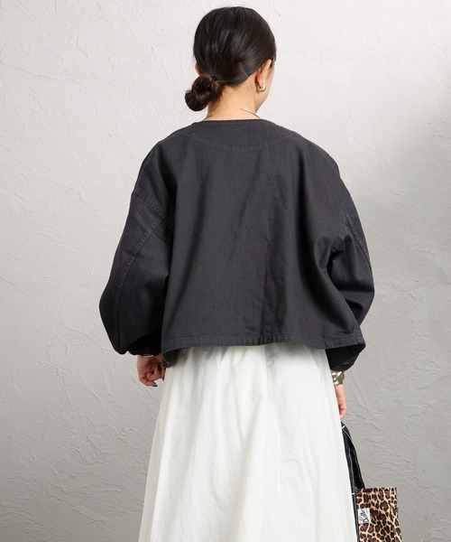 DANTON（ダントン）の「[DANTON/ダントン] ショート丈 ノーカラーデニムジャケット（デニムジャケット・レディース・チャコールグレー・38）」の15枚目の写真