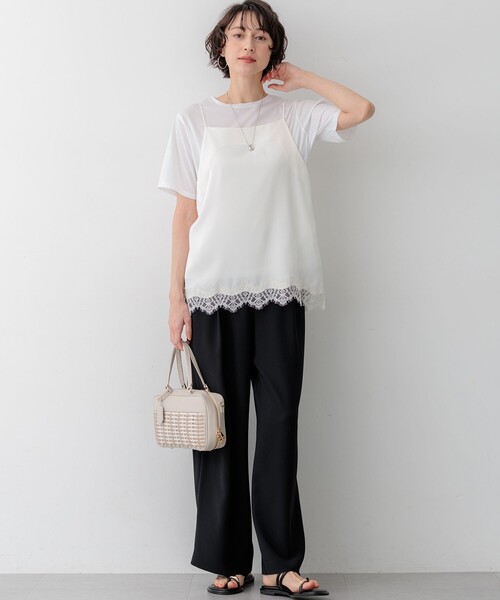 23区 S(ニジュウサンクチイサイサイズ)の「シアーコンフォート クルーネック Tシャツ(Tシャツ/カットソー・レディース・スカイブルー系/ブラック系/黄土色系/ホワイト系・32)」の22枚目の写真