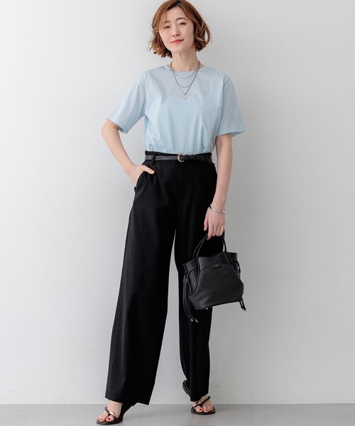 23区 S(ニジュウサンクチイサイサイズ)の「シアーコンフォート クルーネック Tシャツ(Tシャツ/カットソー・レディース・スカイブルー系/ブラック系/黄土色系/ホワイト系・32)」の18枚目の写真