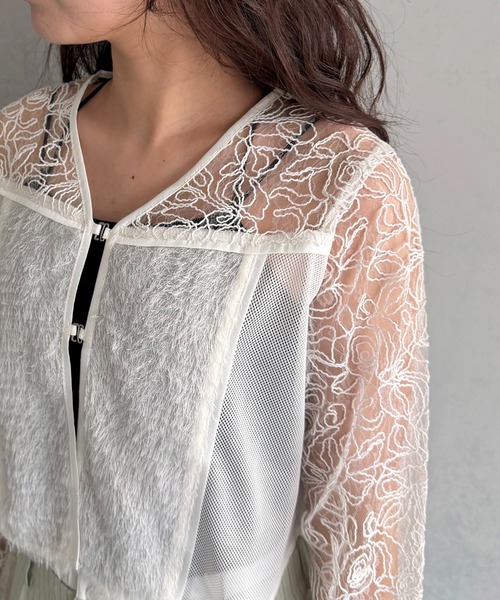 &g'aime（アンジェム）の「【&ｇ'aime 】レース＆フリンジボレロ　Lace & Fringe Bolero（カーディガン/ボレロ・レディース・ホワイト/ブラック・FREE）」の6枚目の写真