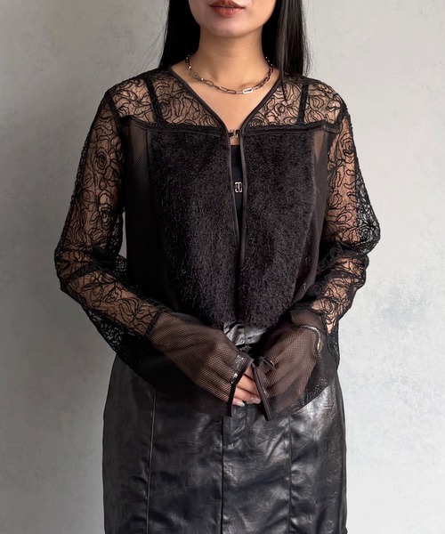 &g'aime（アンジェム）の「【&ｇ'aime 】レース＆フリンジボレロ　Lace & Fringe Bolero（カーディガン/ボレロ・レディース・ホワイト/ブラック・FREE）」の14枚目の写真