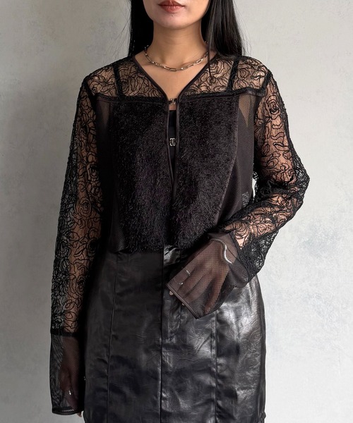 &g'aime（アンジェム）の「【&ｇ'aime 】レース＆フリンジボレロ　Lace & Fringe Bolero（カーディガン/ボレロ・レディース・ホワイト/ブラック・FREE）」の15枚目の写真