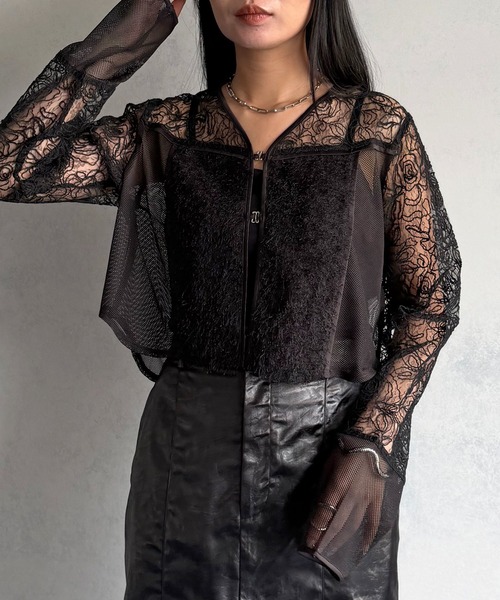 &g'aime（アンジェム）の「【&ｇ'aime 】レース＆フリンジボレロ　Lace & Fringe Bolero（カーディガン/ボレロ・レディース・ホワイト/ブラック・FREE）」の16枚目の写真