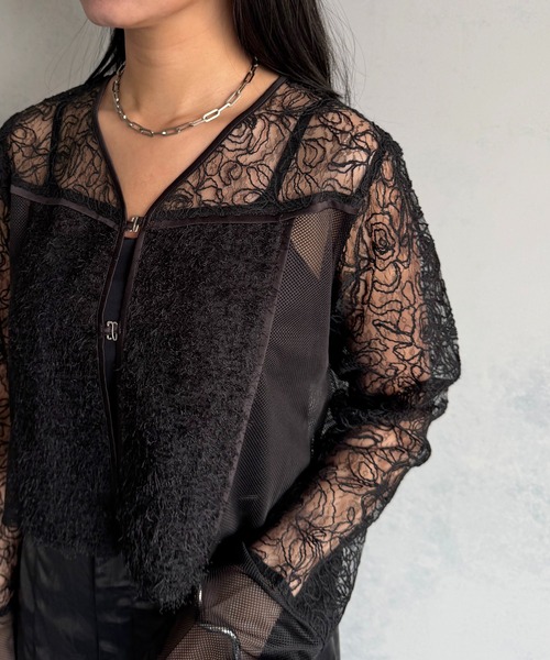 &g'aime（アンジェム）の「【&ｇ'aime 】レース＆フリンジボレロ　Lace & Fringe Bolero（カーディガン/ボレロ・レディース・ホワイト/ブラック・FREE）」の17枚目の写真
