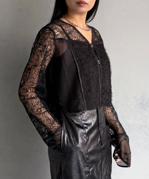 &g'aime（アンジェム）の「【&ｇ'aime 】レース＆フリンジボレロ　Lace & Fringe Bolero（カーディガン/ボレロ・レディース・ホワイト/ブラック・FREE）」の19枚目の写真