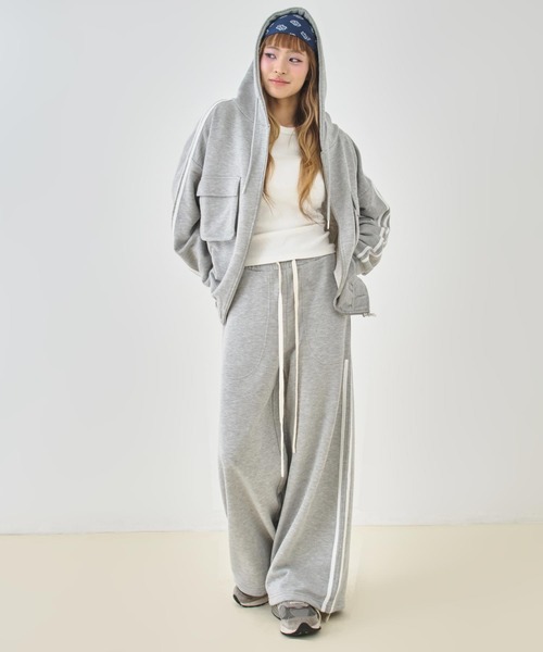 ANAP（アナップ）の「Wジップ カーゴポケット ライン スウェット パーカー（パーカー・レディース・ミント/ピンク/グレー/ダークアッシュ・F）」の8枚目の写真