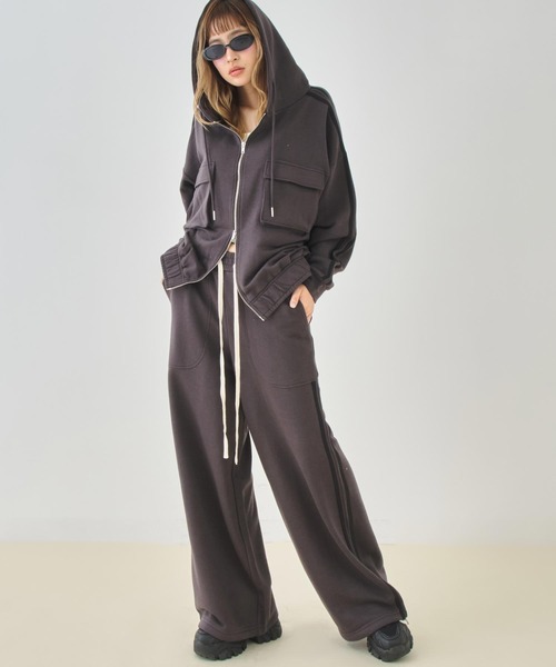 ANAP（アナップ）の「Wジップ カーゴポケット ライン スウェット パーカー（パーカー・レディース・ミント/ピンク/グレー/ダークアッシュ・F）」の13枚目の写真