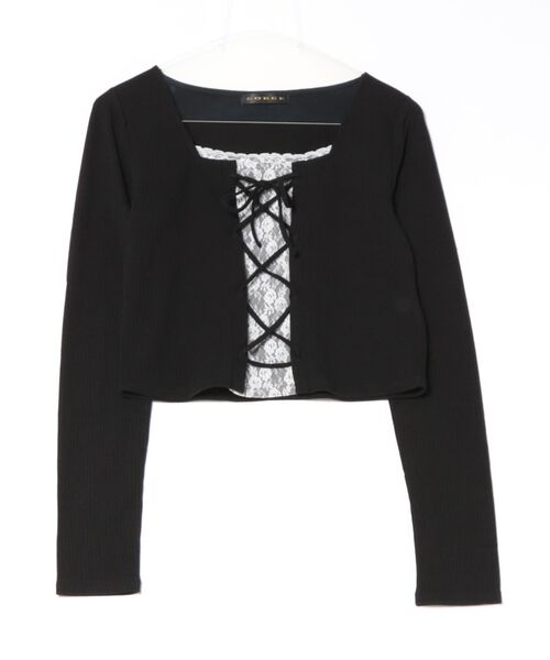GORGE(ゴージ)の「《レースアップ・クロップド》カットソー/Y2K×ガーリー/春夏秋/全3色(Tシャツ/カットソー・レディース・ブラック/オフホワイト/グレー・F)」の14枚目の写真
