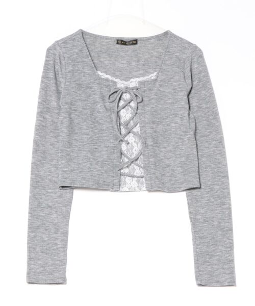 GORGE(ゴージ)の「《レースアップ・クロップド》カットソー/Y2K×ガーリー/春夏秋/全3色(Tシャツ/カットソー・レディース・ブラック/オフホワイト/グレー・F)」の13枚目の写真